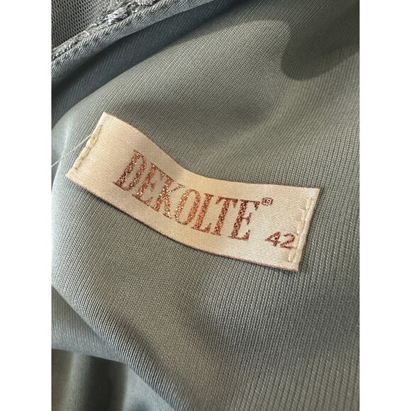 Dekolte Beaded Lace Sequin Evening Gown Mermaid Illusion Cape Sleeve Formal 42 - Picture 11 of 16